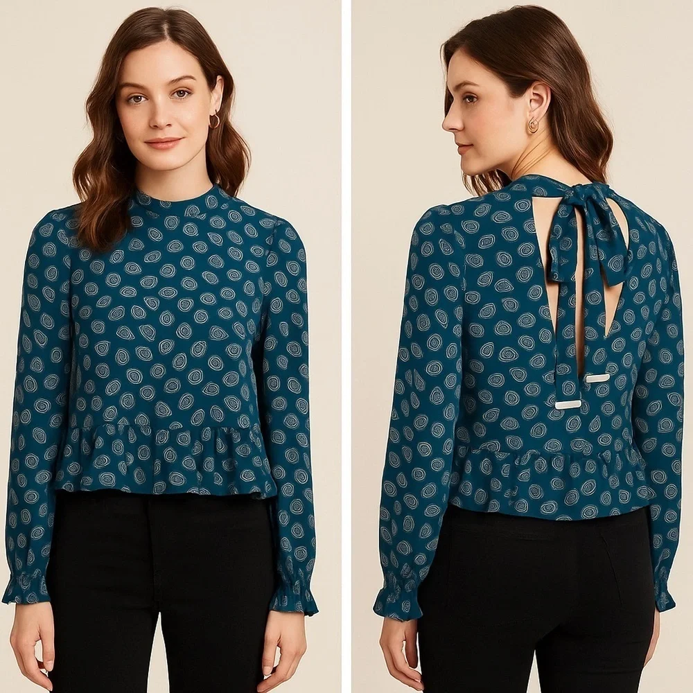 Michael Kors blouse with tie at neck & open in back.